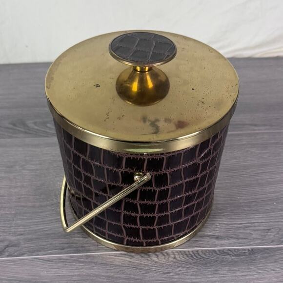 Serv-Master Creations Mid Century Modern Faux Alligator Chrome Ice Bucket - Picture 4 of 8